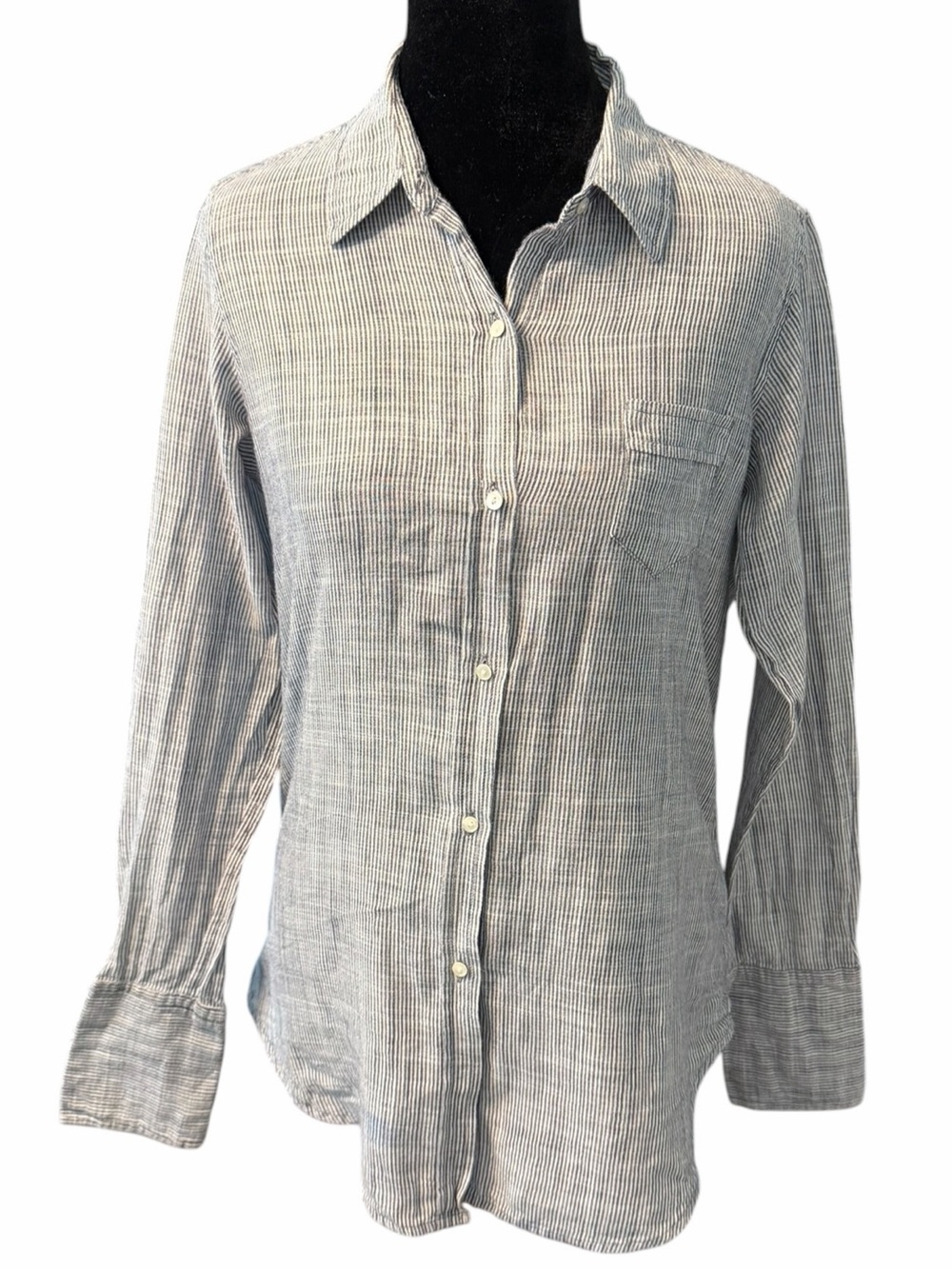Women's Nili Lotan Button Down Shirt Size S Blue White Striped